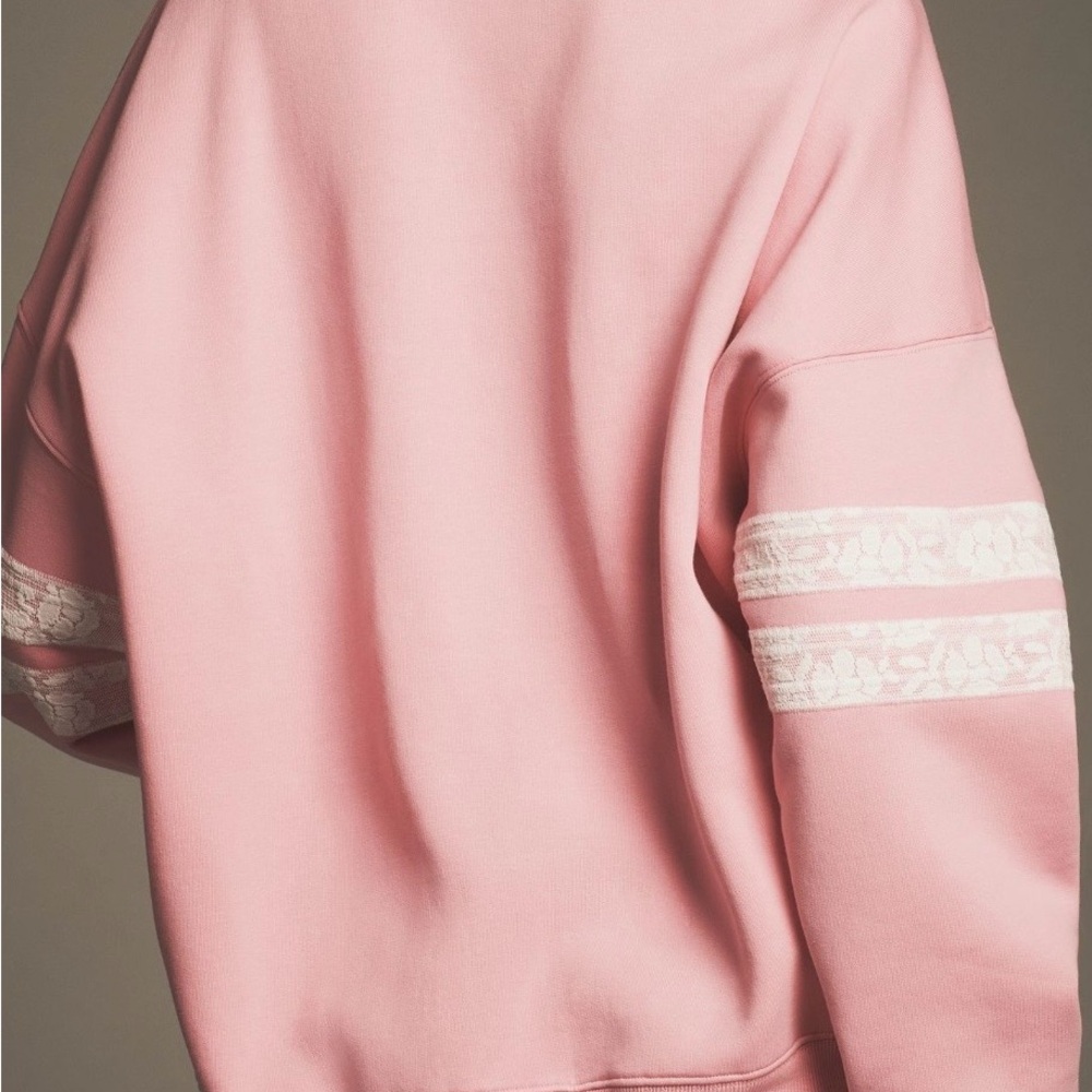 Anthropologie LSPACE Pink Lace Graphic Sweatshirt, M - Picture 4 of 6